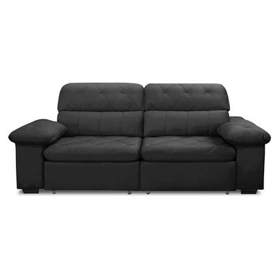 Sofa Retratil Reclinavel 2 Lugares 2,90m Crystal Veludo Grafite Lansofbr