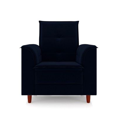Poltrona Amamentação Confortável Com Puff Ayla Suede azul Marinho