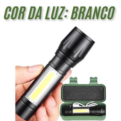 Mini Lanterna Tática Com Led E Zoom Recarregável Usb Lanterna De Mão