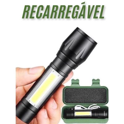 Mini Lanterna Tática Com Led E Zoom Recarregável Usb Lanterna De Mão