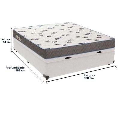 Cama Box Baú Branco E Colchão Light Espuma D33 Casal Ortobom