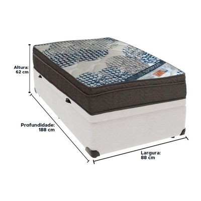 Cama Box Baú Branco E Colchão Iso Superpocket Molas Ensacadas Solteiro Ortobom