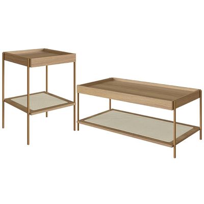 Conjunto Mesa de Centro e Mesa Lateral Para Sala Industrial Indy A03 Hanover Dourado - Lyam Decor