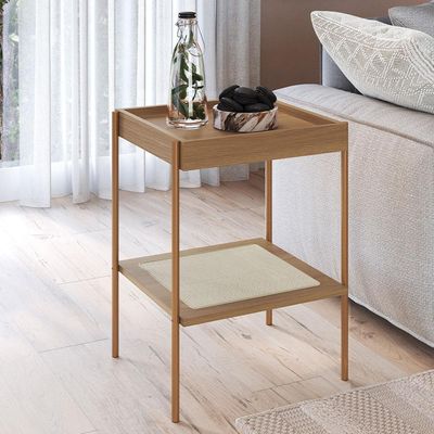 Conjunto Mesa de Centro e Mesa Lateral Para Sala Industrial Indy A03 Hanover Dourado - Lyam Decor