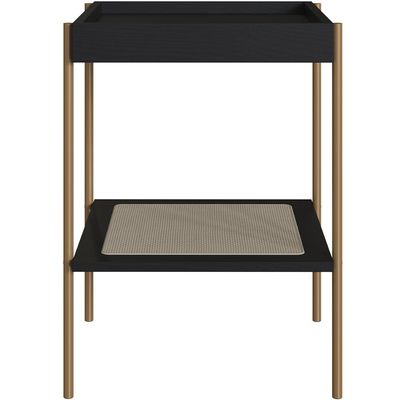 Mesa Lateral Para Sala de Estar Industrial Indy A03 Nero Dourado - Lyam Decor