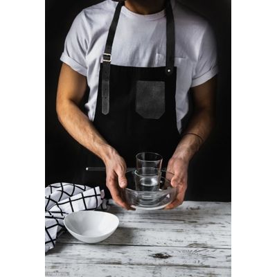 Avental Preto Couro Chef de Cozinha Barista Barbearia 10un