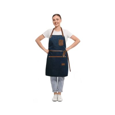 Avental Jeans Couro e Chapeu de Cozinheiro Chef de Cozinha