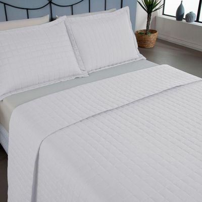 Kit Cobre Leito Colcha Bellini Casal Padrão Dupla Face Percal 300 Fios Textura Matelassê 3 Peças - Branco