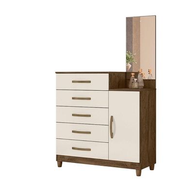 Cômoda Multiuso Com Espelho Sapateira 104x170cm Lisboa Moval Cor:castanho/off White