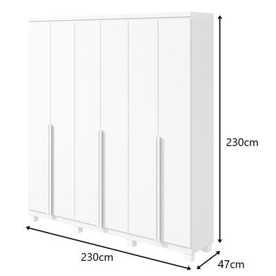 Guarda-roupas Casal Alonzo 6 Portas 4 Gavetas Sem Espelho 100% Mdf Com Pés - Lopas Branco