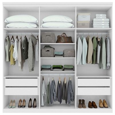 Guarda-roupas Casal Alonzo 6 Portas 4 Gavetas Sem Espelho 100% Mdf Com Pés - Lopas Branco