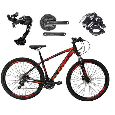 Bicicleta Aro 29 Ksw Xlt Alívio E Altus 27v Freio Hidráulico Garfo Trava - Preto/vermelho/laranja Tam.15
