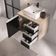 Conjunto Gabinete Banheiro Prisma 60cm Gabinete + Cuba + Espelheira Madeirado Preto