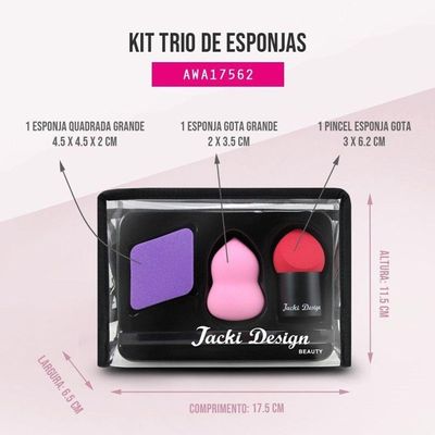Kit Com 3 Esponjas Jacki Design Rosa