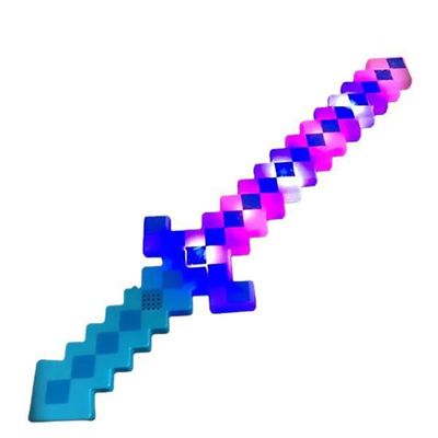 Brinquedo Espada Pixel Minecraft 58cm Diamante Som E Luz à