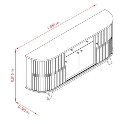 Buffet Aparador 4 Portas 2 Gavetas 183x81cm Mônaco Madetec Cinamomo Off White