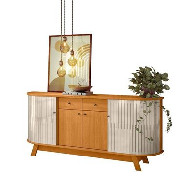 Buffet Aparador 4 Portas 2 Gavetas 183x81cm Mônaco Madetec Cinamomo Off White