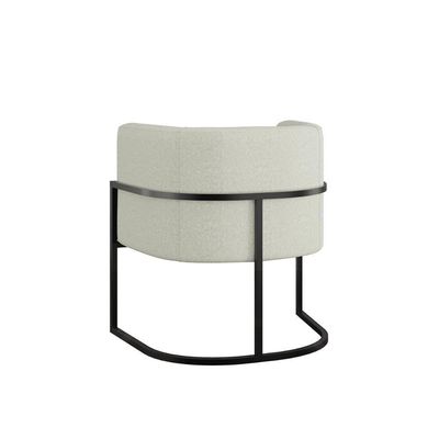 Kit 06 Poltronas Lua Sala Decorativa Base Ferro Black Bouclê Bege