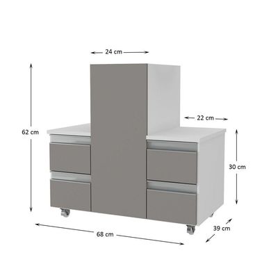 Gabinete Banheiro Coluna Para Encaixe Branco Cinza