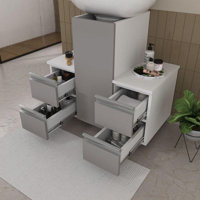 Gabinete Banheiro Coluna Para Encaixe Branco Cinza