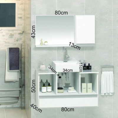 Conjunto Gabinete Venus 80cm Branco Inteiro