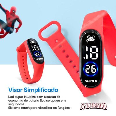 Relogio Infantil Digital Prova Dagua Homemaranha + Caixa Esportivo Adolescente Qualidade Premium