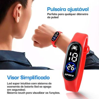 Relogio Infantil Digital Prova Dagua Homemaranha + Caixa Esportivo Adolescente Qualidade Premium
