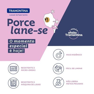 Kit Prato Sobremesa Tramontina Grooby Breakfast Em Porcelana Decorada 19 Cm 02 Peças