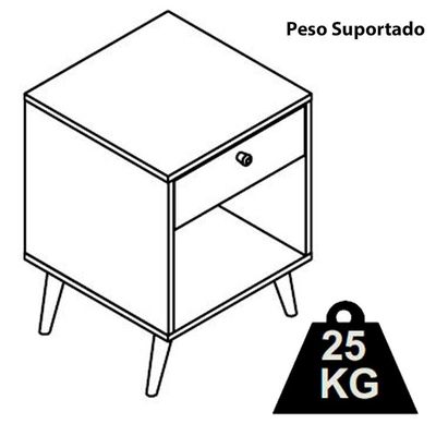 Kit 02 Mesas De Cabeceira 01 Gaveta 40cm Mel Branco Proddy Mel Branco