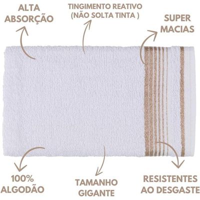 Jogo De Toalhas Luxury Soft Beka 360 G-m² 2 Banho + 2 Rosto + 1 Piso Luxo Branco