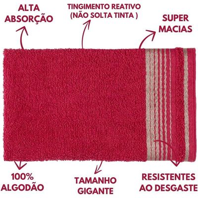 Jogo De Toalhas Luxury Soft Beka 360 G-m² 2 Banho + 2 Rosto + 1 Piso Luxo Cereja