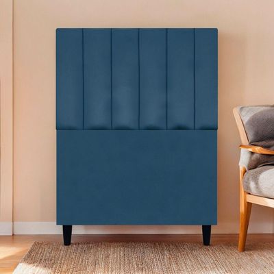 Cabeceira Decorativa Elen Para Cama De Solteiro 90cm Suede Azul-marinho, Suede