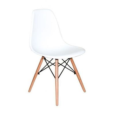 Conjunto De Mesa De Jantar Eames Eiffel Redonda 120cm Tampo De Madeira Preto Com 4 Cadeiras Brancas