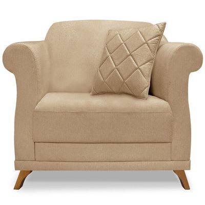 Kit 2 Poltronas Decorativas Retro Polo Linho Dourado Ezz Dourado