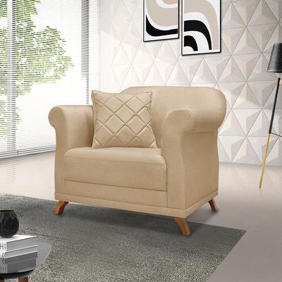 Kit 2 Poltronas Decorativas Retro Polo Linho Dourado Ezz Dourado