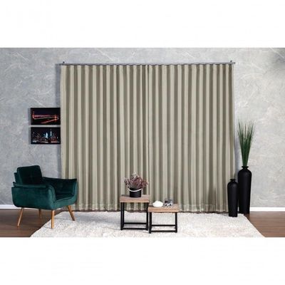 Cortina Microfibra Com Voil 3,00x2,30 Para Trilho Suíço palha