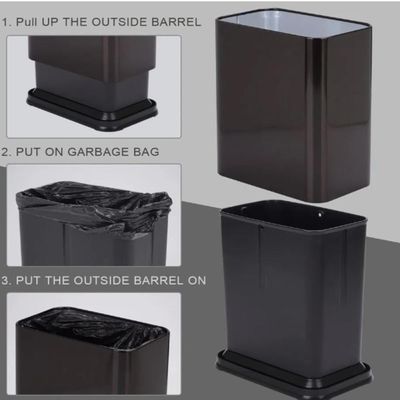 Lixeira 10l Sem Tampa Inox Preta Cesto Luxo Black