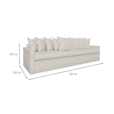 Sofá 4 Lugares Enseada Linho Marfim 280 cm