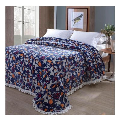 Colcha Chenille Canelada Rafaella 220x240cm Toque Super Macio Azul Jolitex