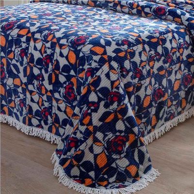 Colcha Chenille Canelada Rafaella 220x240cm Toque Super Macio Azul Jolitex