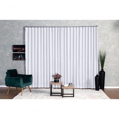 Cortina Microfibra Com Voil 4,00x2,30 Para Trilho Suíço branco