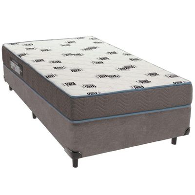 Cama Box Cinza E Colchão Light Espuma D33 Solteiro Ortobom