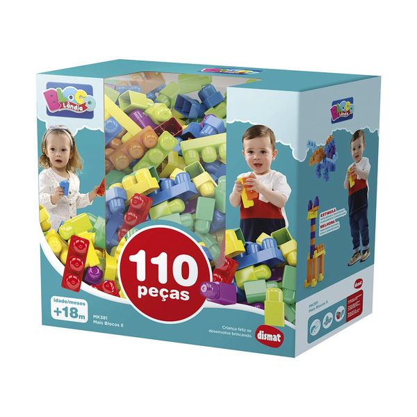 Blocos de Montar Mais Blocos II 110 Peças Dismat Cores Diversas - Item Sortido Blocos de Montar Mais Blocos II 110 Peças Dismat Cores Diversas - Item Sortido