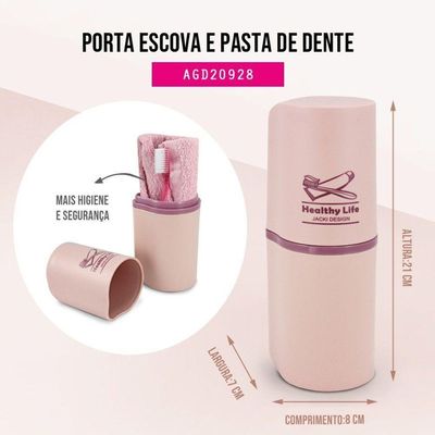Porta Escova E Pasta De Dente Concept Rosa