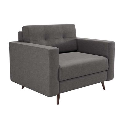Poltrona Living Pé Palito Linho Cotton Cinza