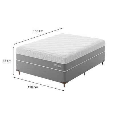 Cama Box Casal com Colchão Sublime Mola Ensacada e Espuma Viscoelástica (32x138x188) Cinza e Branco