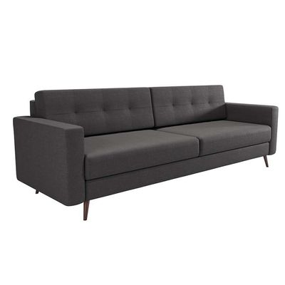 Sofá 3 Lugares Pé Palito Living Linho Cotton Grafite 210 cm