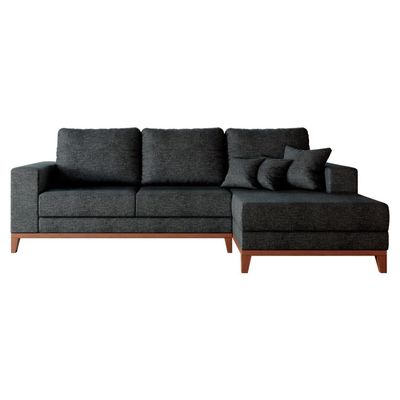 Sofá 3 Lugares Belgrado com Chaise Direito Linho Grafite 230 cm