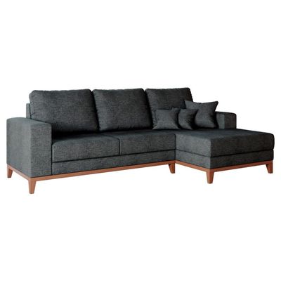 Sofá 3 Lugares Belgrado com Chaise Direito Linho Grafite 230 cm