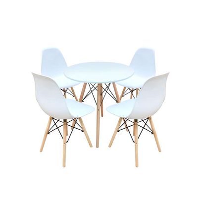 Conjunto de Mesa de Jantar com 4 Cadeiras Eames Branco